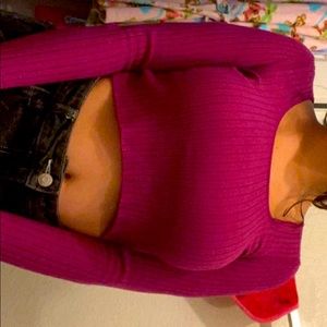 cute purple/pink long sleeved crop top